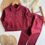 Unisex Denim Bordo Takım