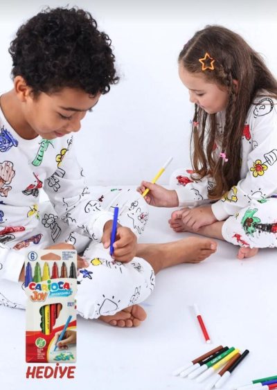 Yıkanabilir Pijama Takımı (6lı Boyama Kalemi Hediyeli)