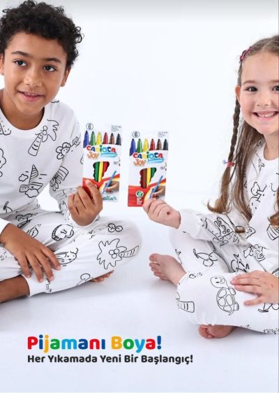 Yıkanabilir Pijama Takımı (6lı Boyama Kalemi Hediyeli) - Görsel 3