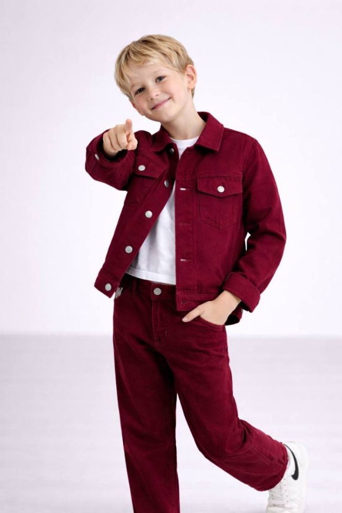 Unisex Denim Bordo Takım - Görsel 4